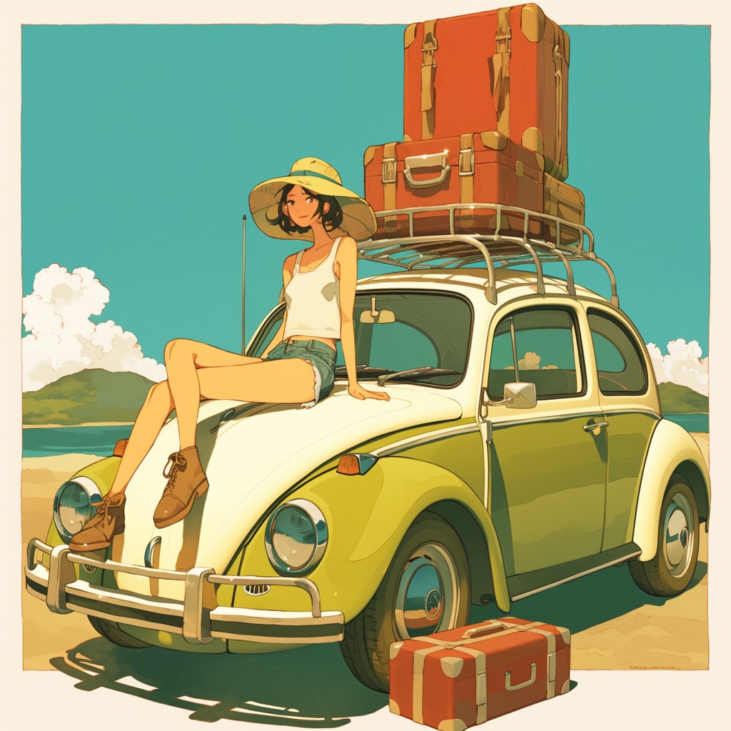 ビートルで気ままな一人旅（荷物多め）