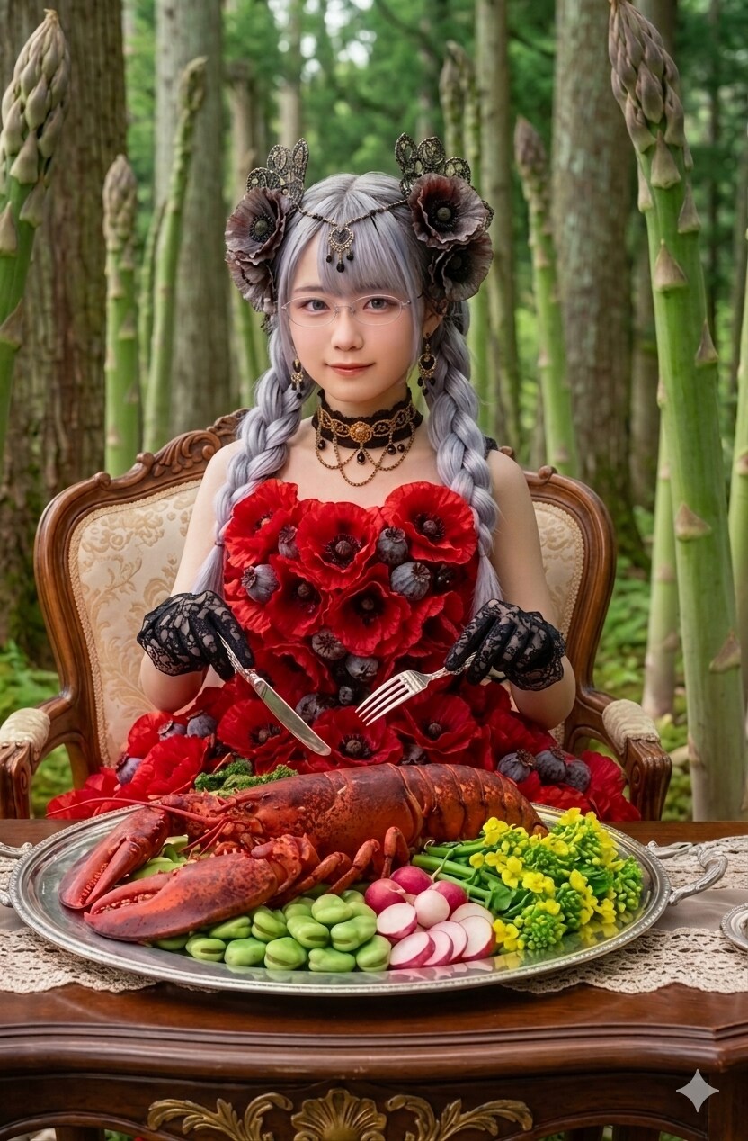 オマール海老のサラダとアスパラの森