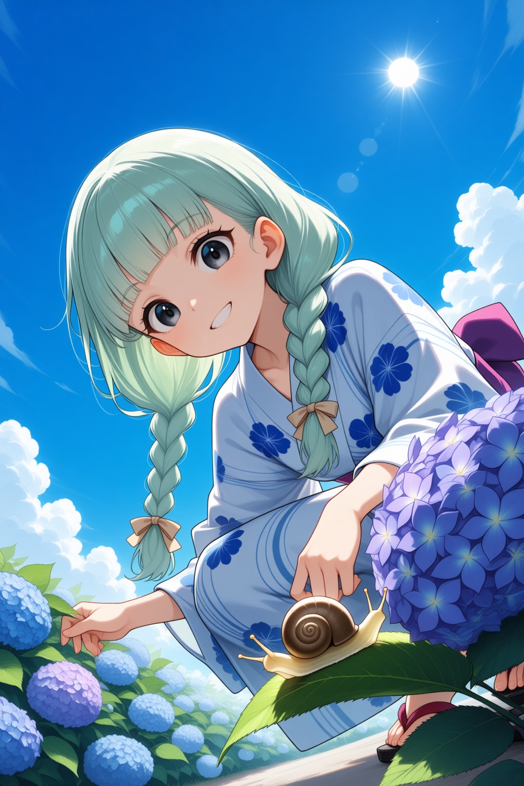 紫陽花とミリィちゃん