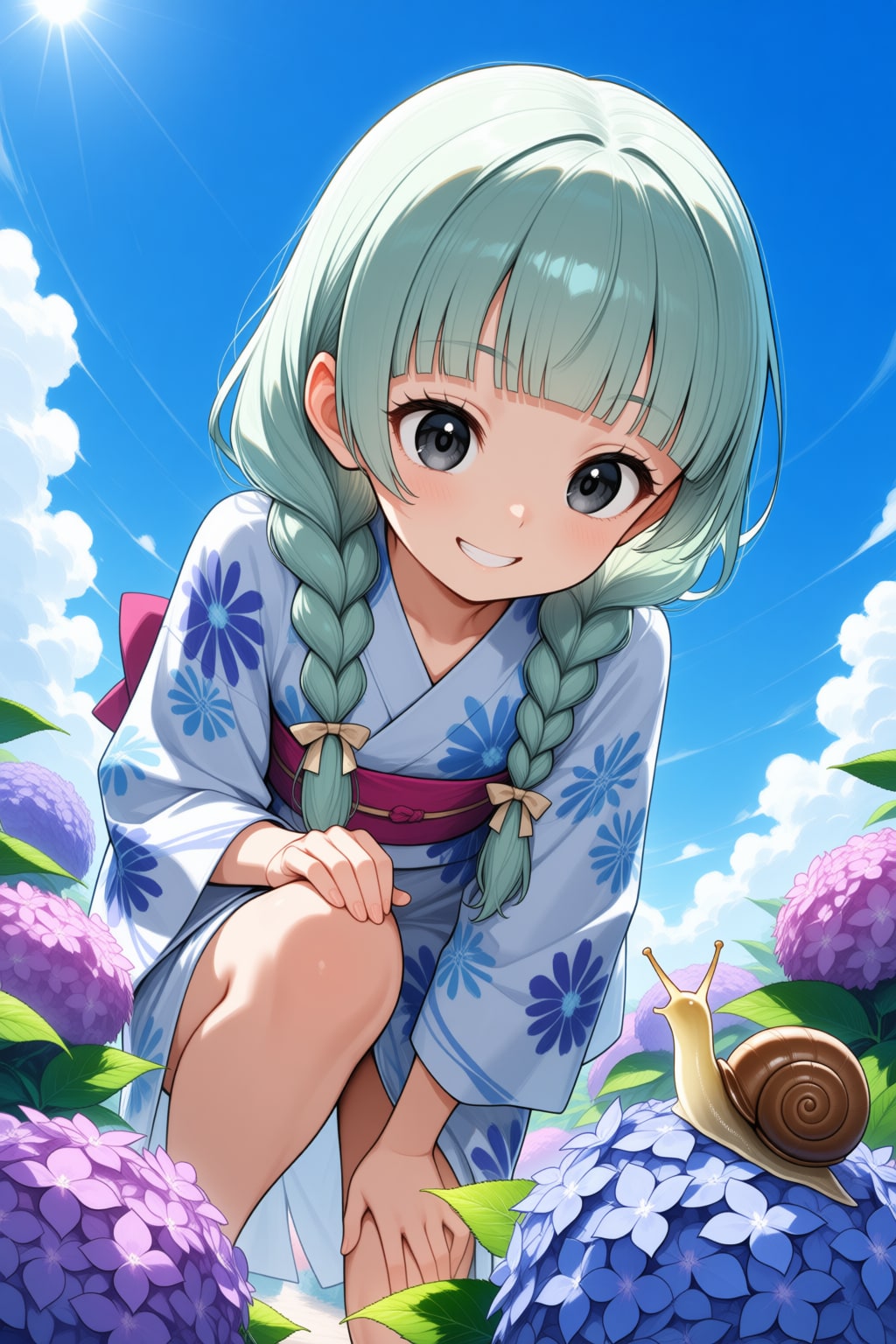 紫陽花とミリィちゃん