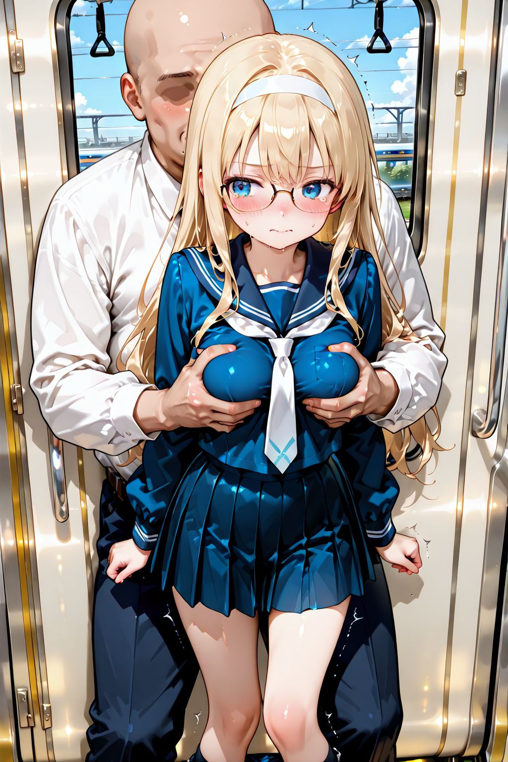 真面目そうな金髪少女をもみもみ
