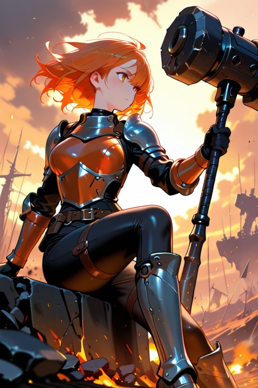 オレンジ髪の女戦士