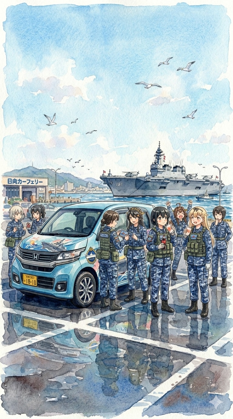 日向カーフェリー港（青色迷彩服）