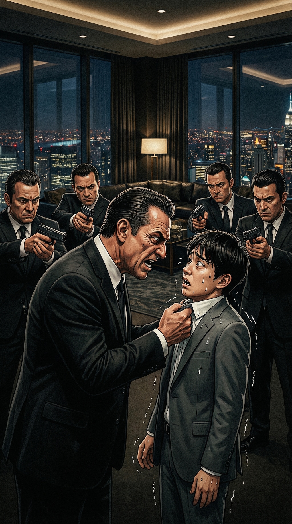 新入りを委縮させるマフィアボス