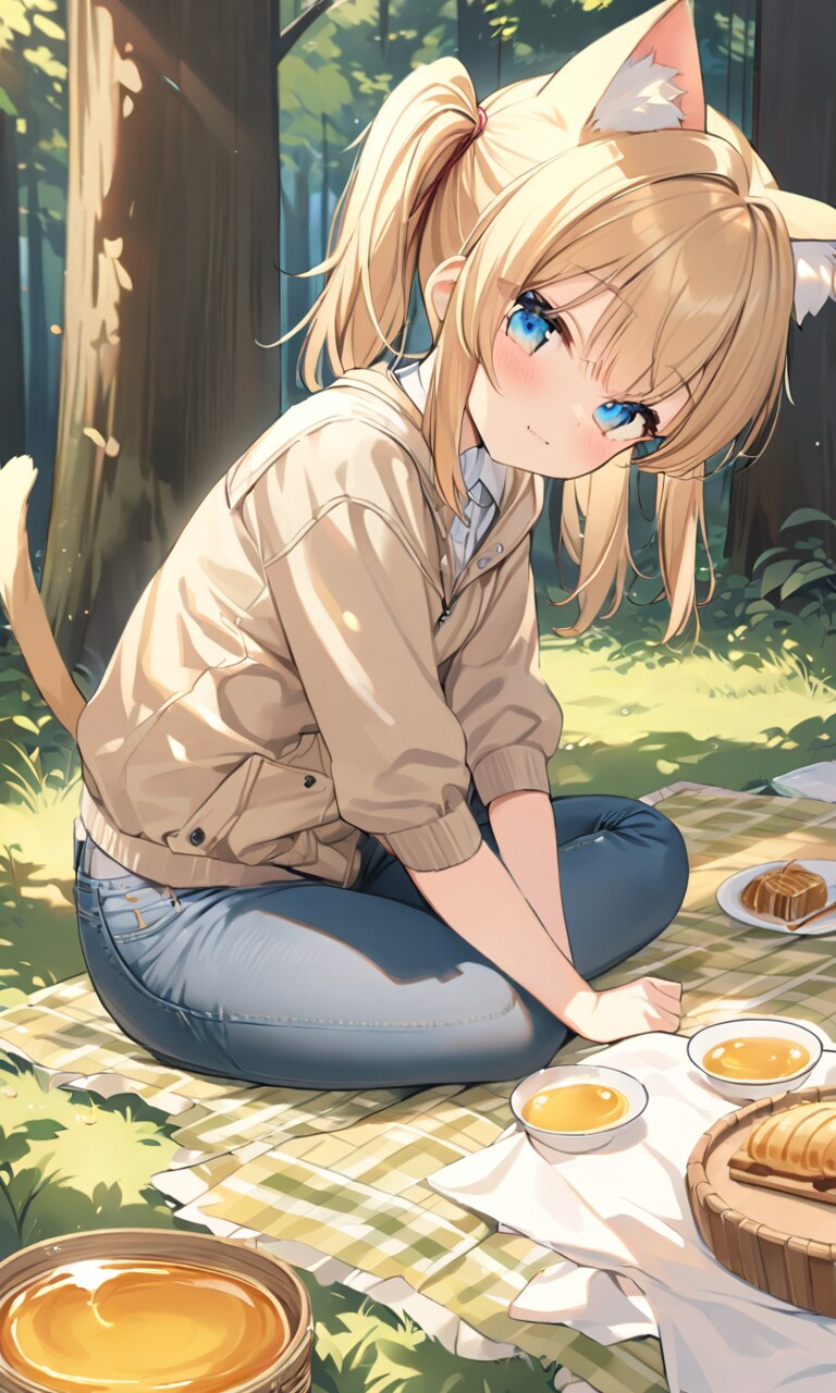 こるり「たまには自然でのんびり」まや「虫がうざくなければ」 | の人気AIイラスト・グラビア