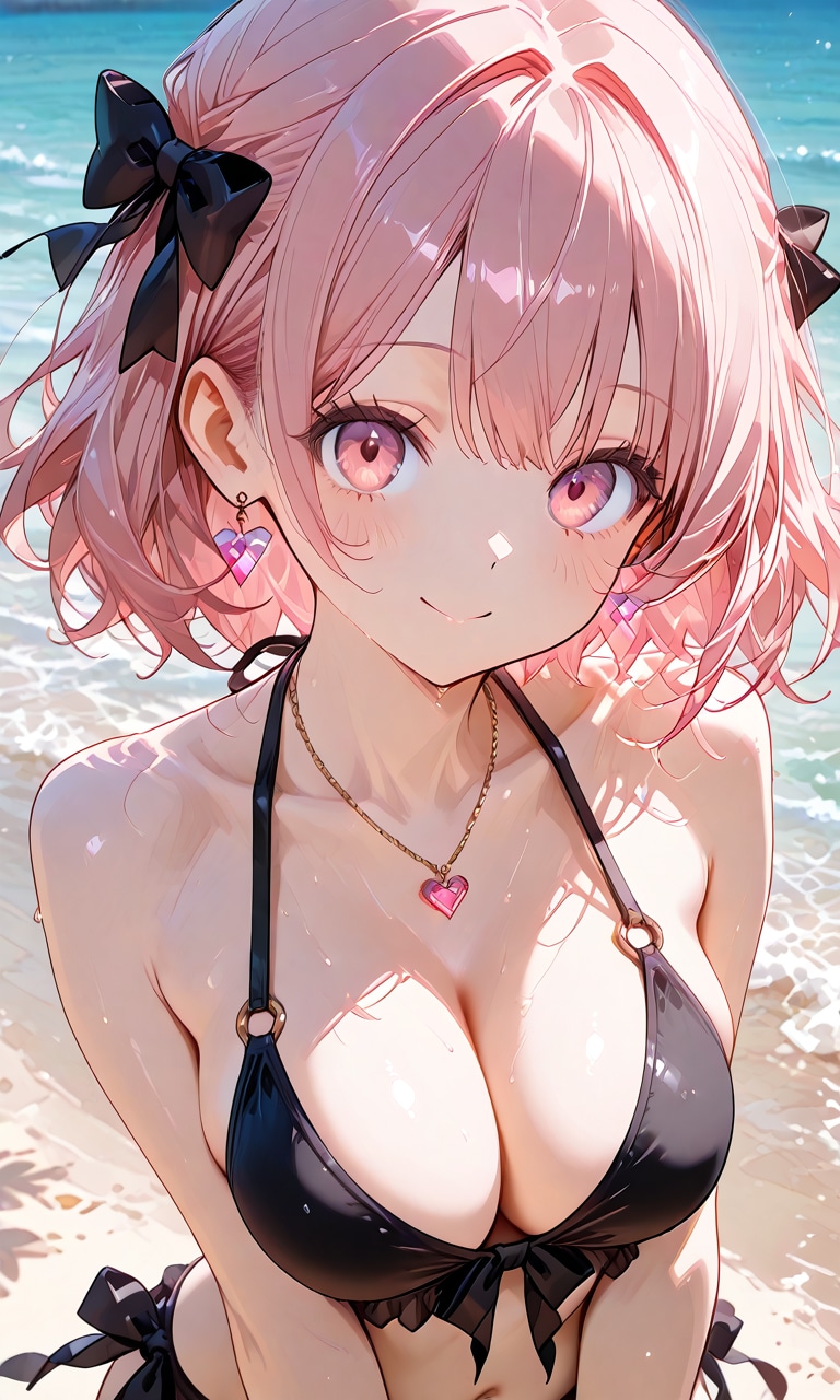 ピンク髪の水着