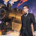 スチームパンクな黒髪短髪男性と蒸気機関車！！（12枚） 11枚目