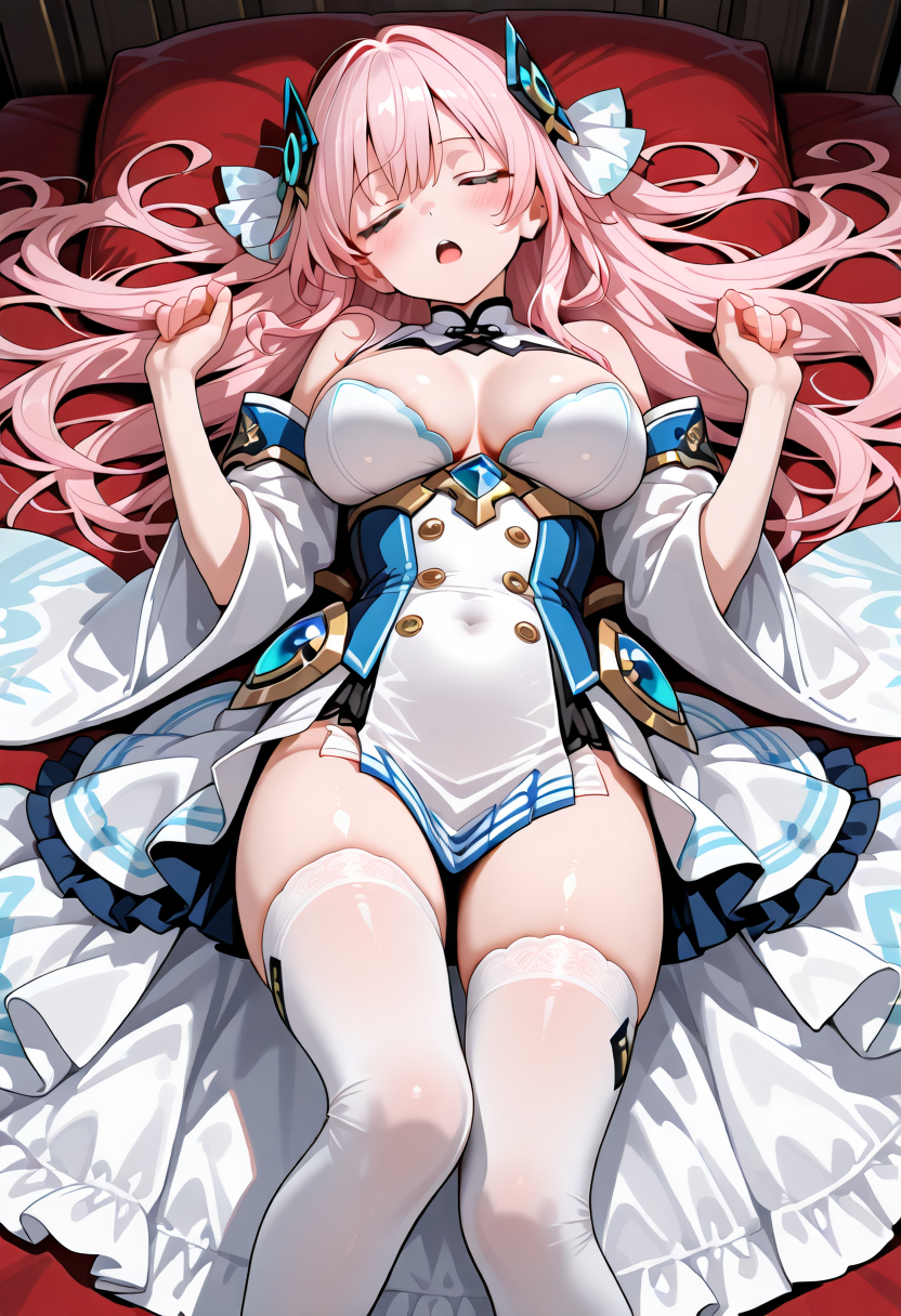 眠るピンク髪の女の子
