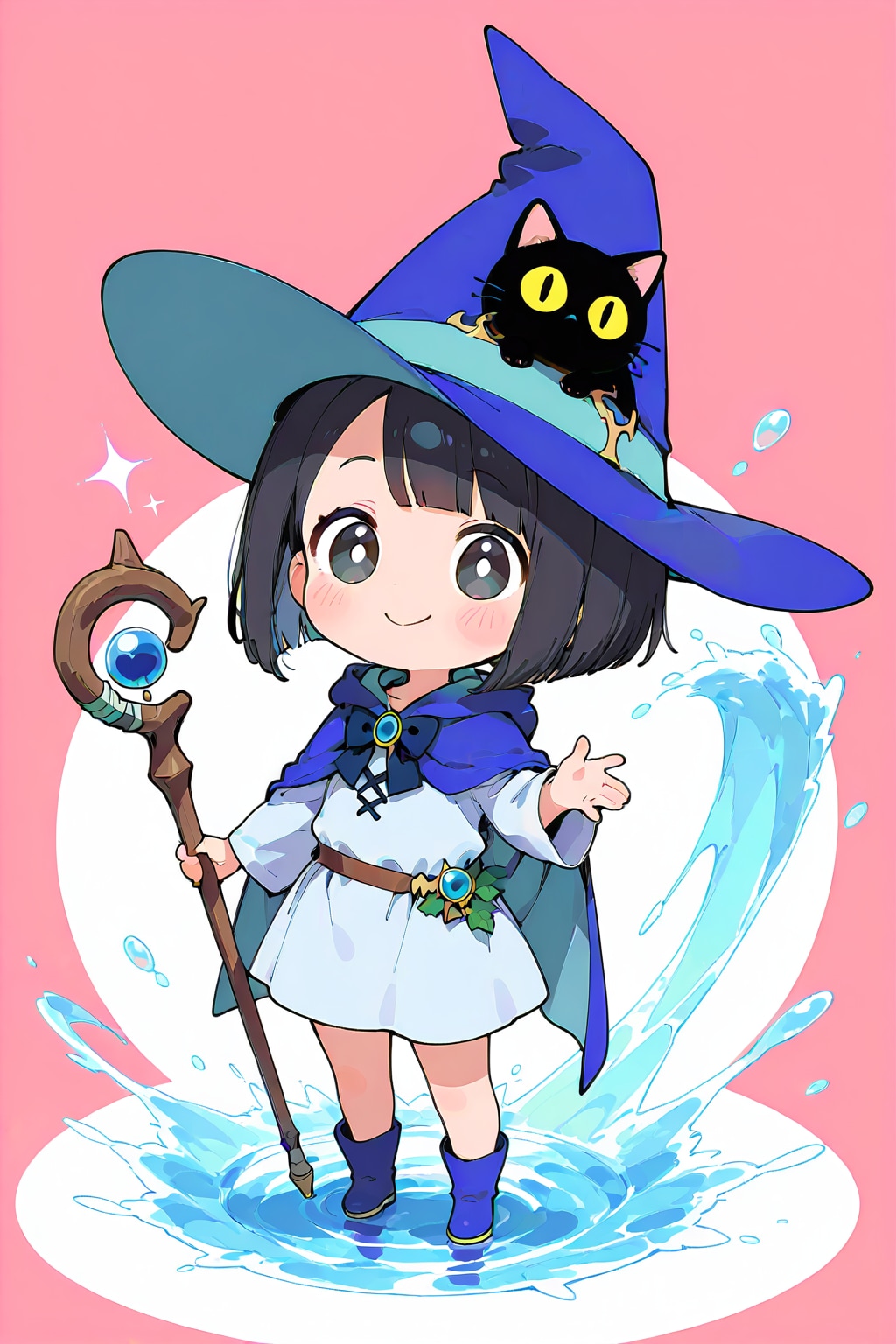 水の魔女と黒猫 | の人気AIイラスト・グラビア