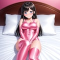 ピンクサテン旧型スクール水着長手袋サイハイソックス 2枚目