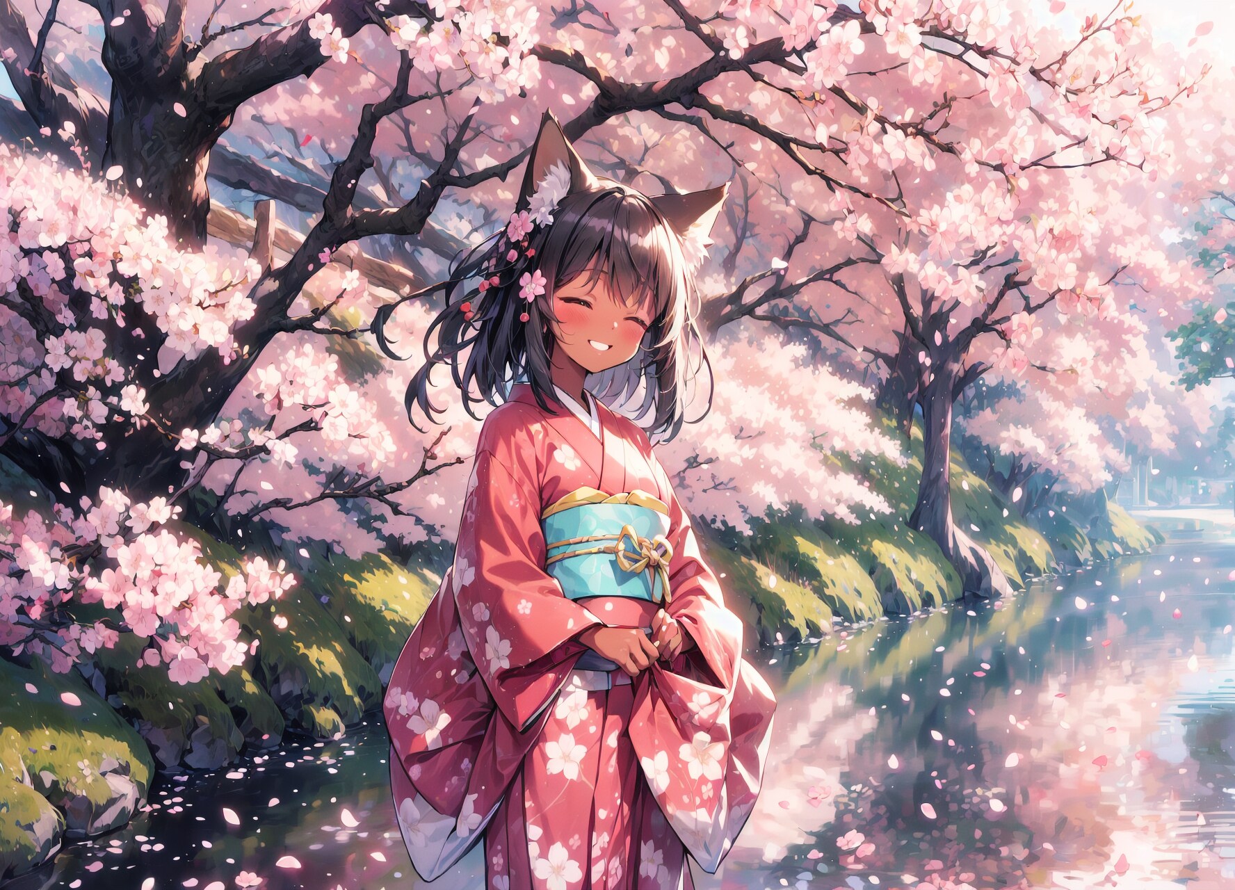 桜と狐娘