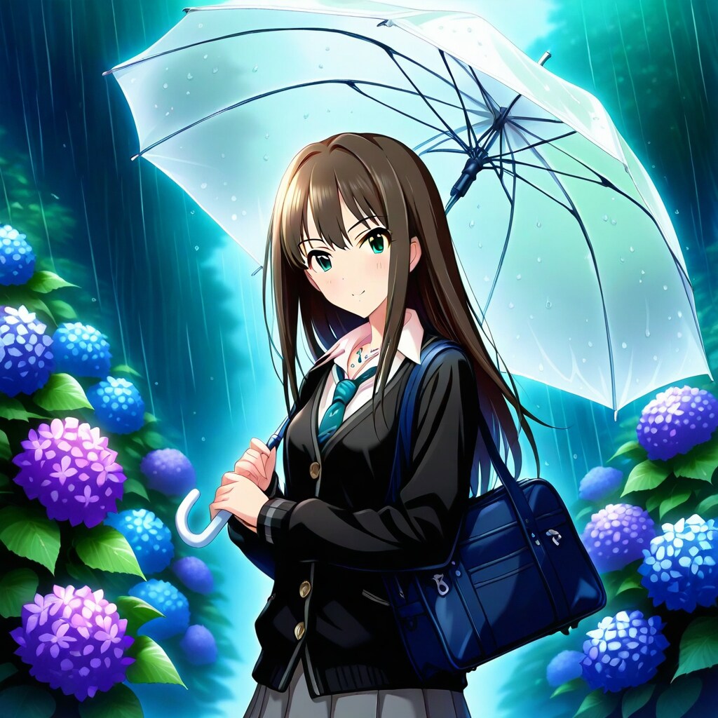 渋谷凛とあじさいの花