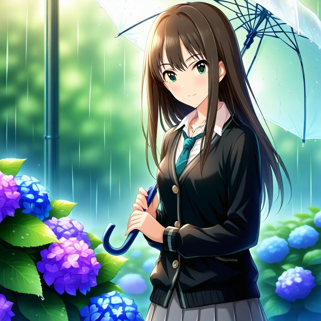 渋谷凛とあじさいの花