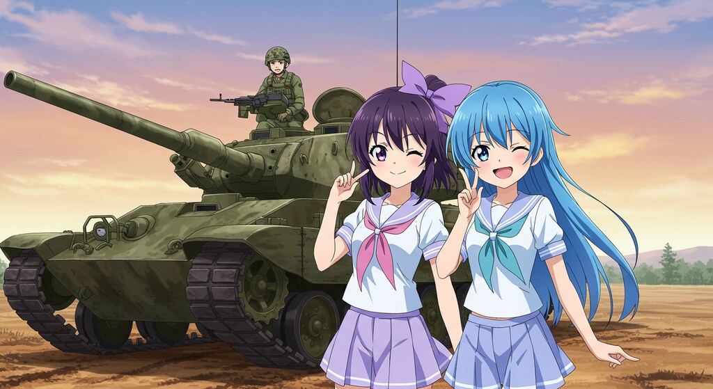 アニメキャラと戦車