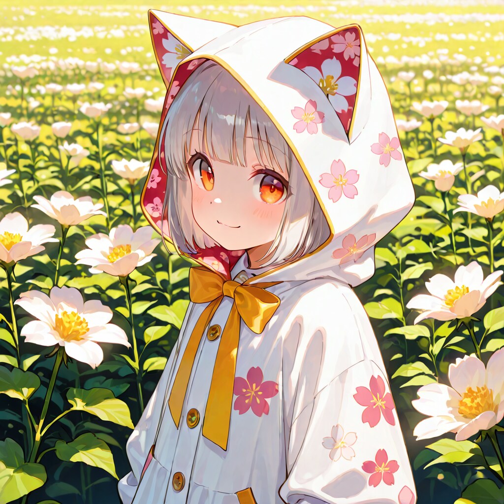 チャームポイントは花柄模様の頭巾 | の人気AIイラスト・グラビア