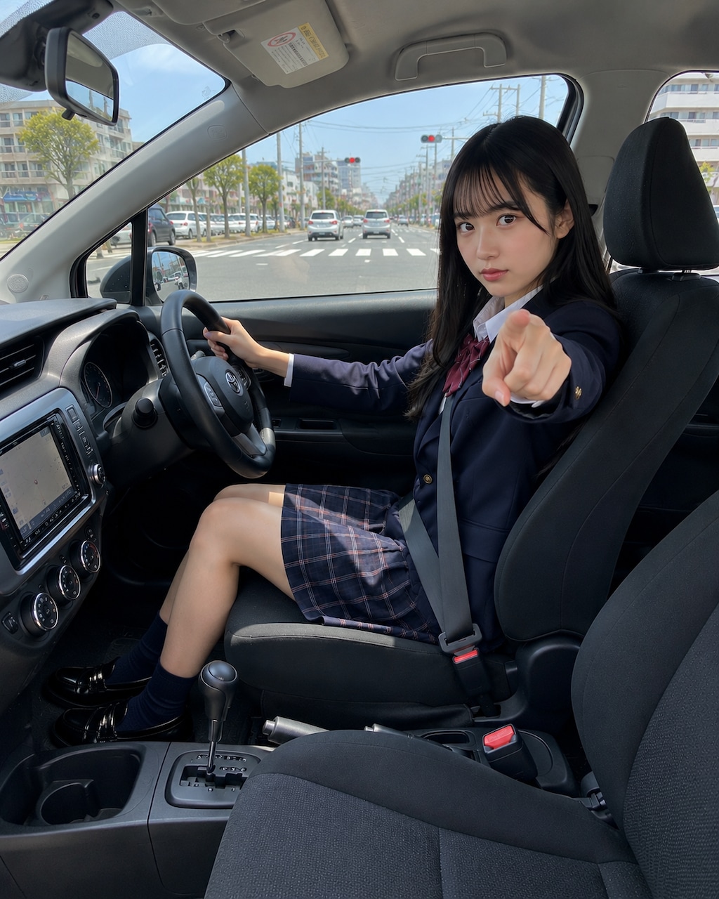車を運転する女の子