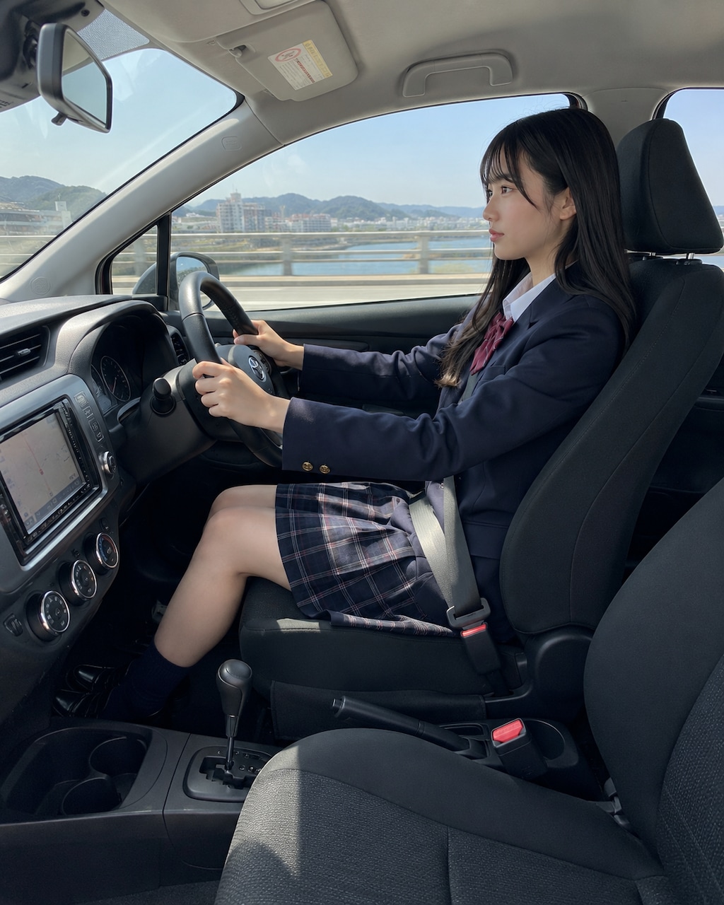 車を運転する女の子