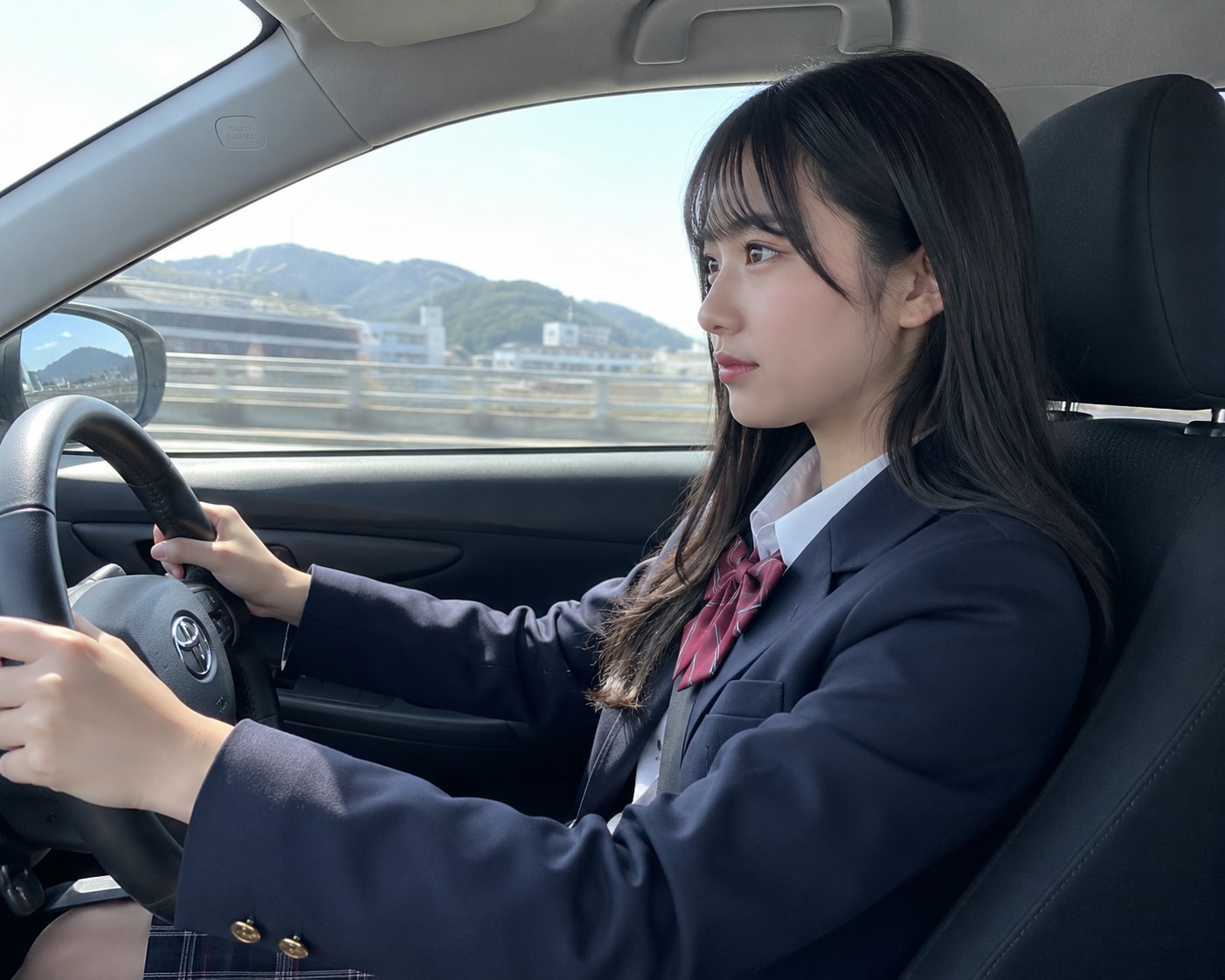 車を運転する女の子