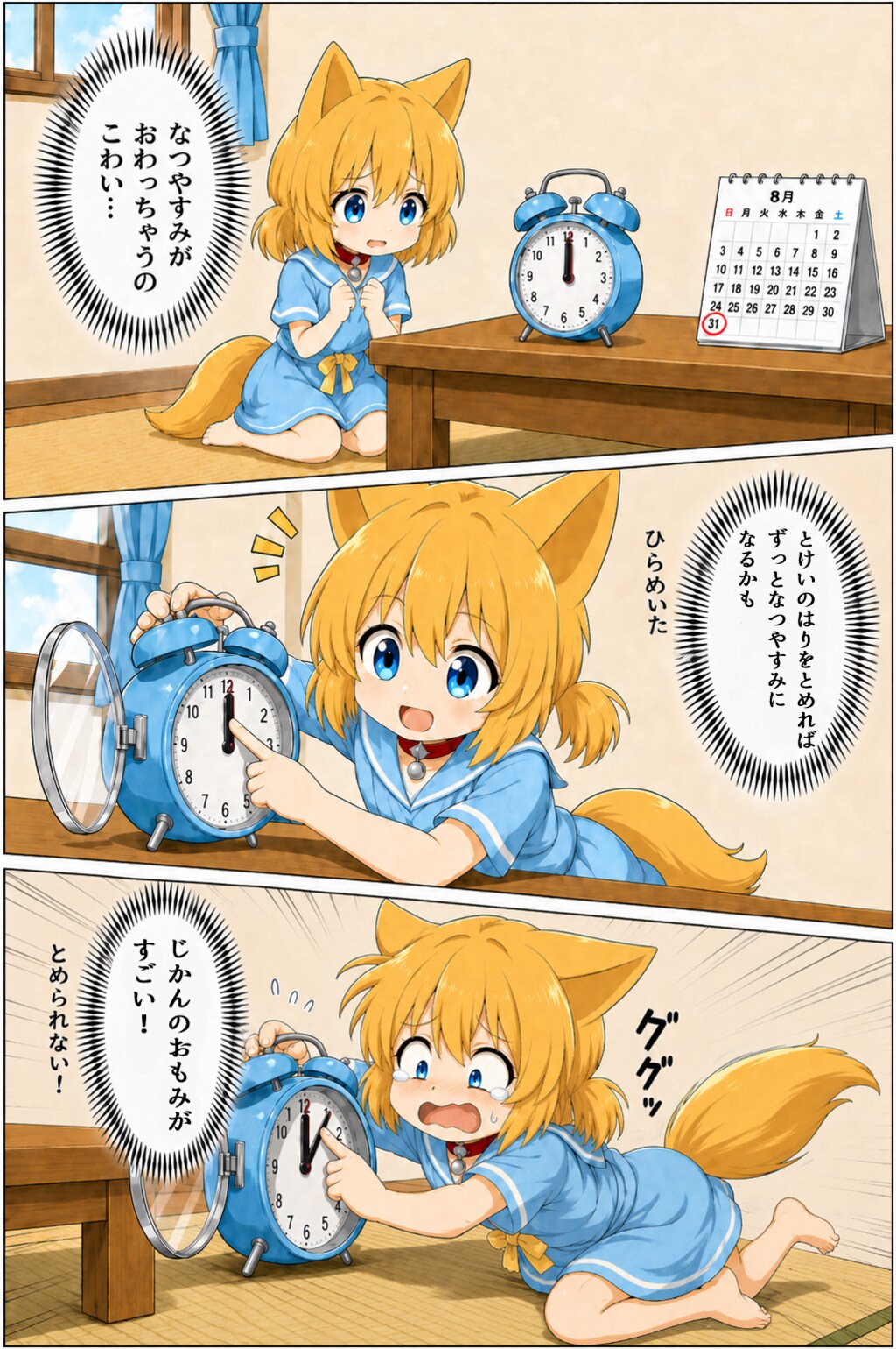 終わらない夏休みを作り出そうと画策するキツネ