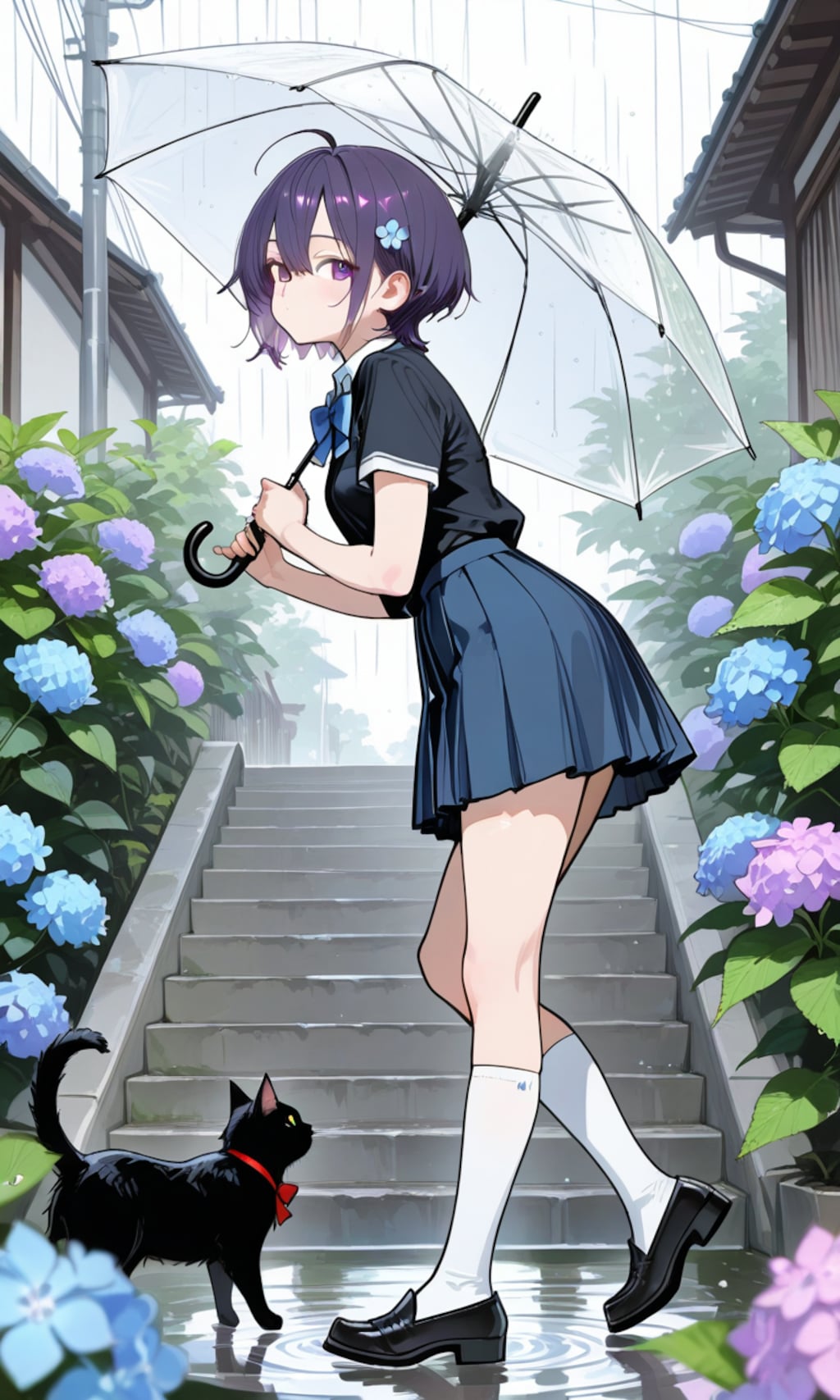 紫陽花と烏夜ちゃん