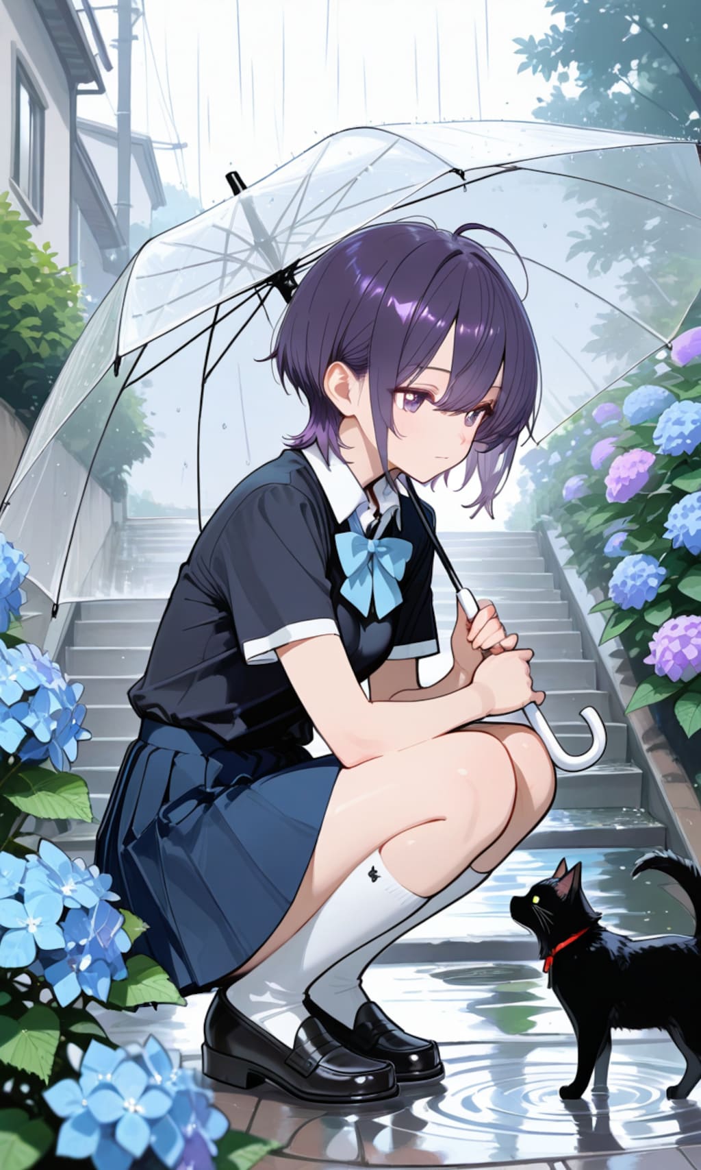 紫陽花と烏夜ちゃん