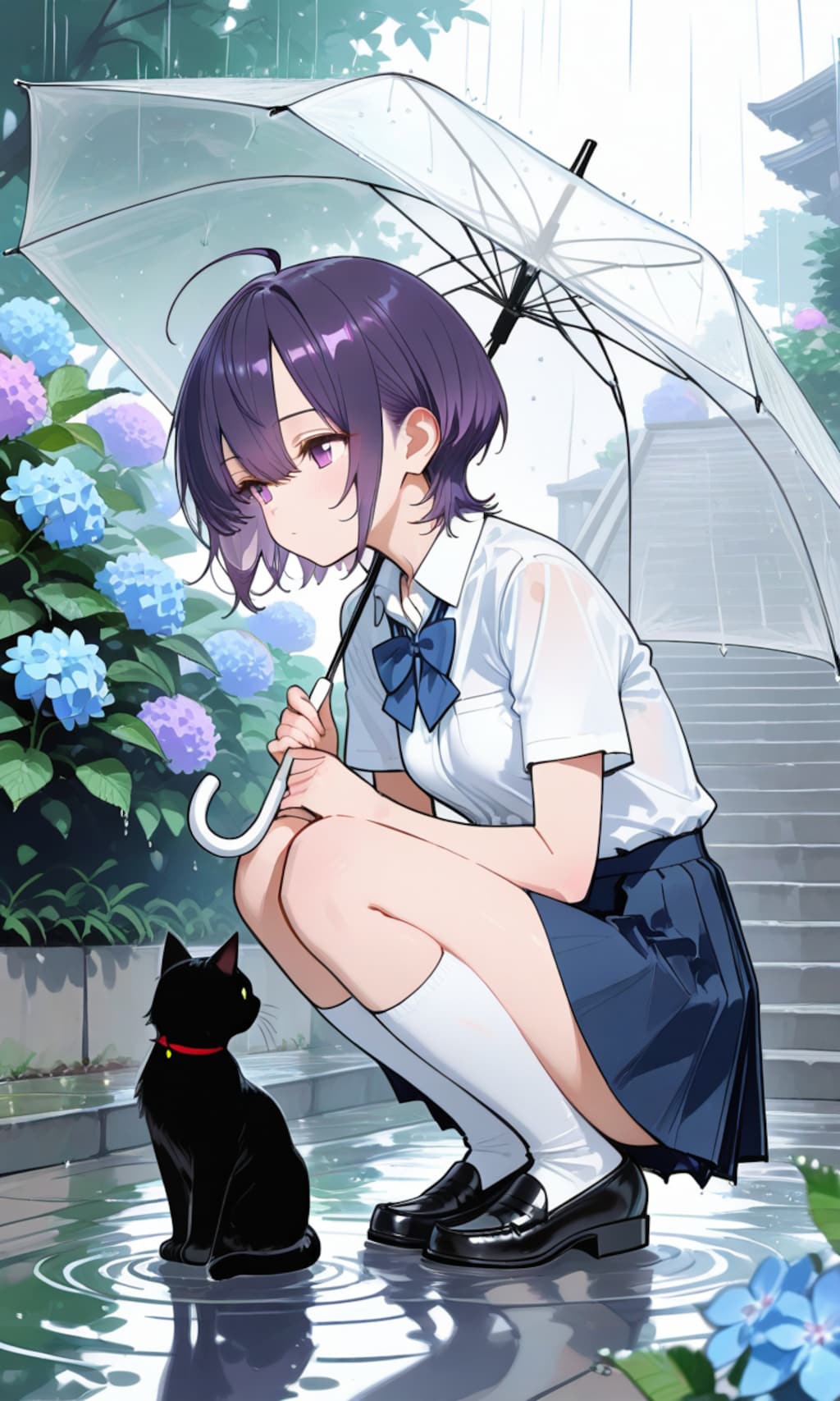紫陽花と烏夜ちゃん