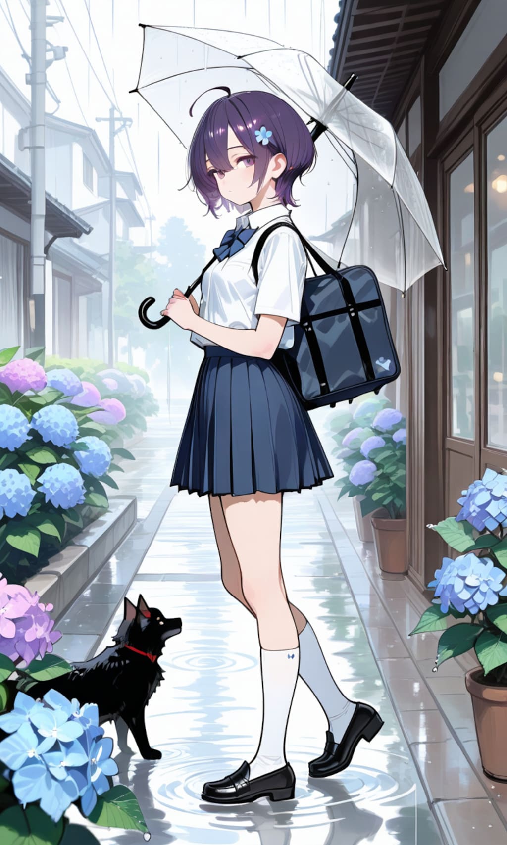 紫陽花と烏夜ちゃん
