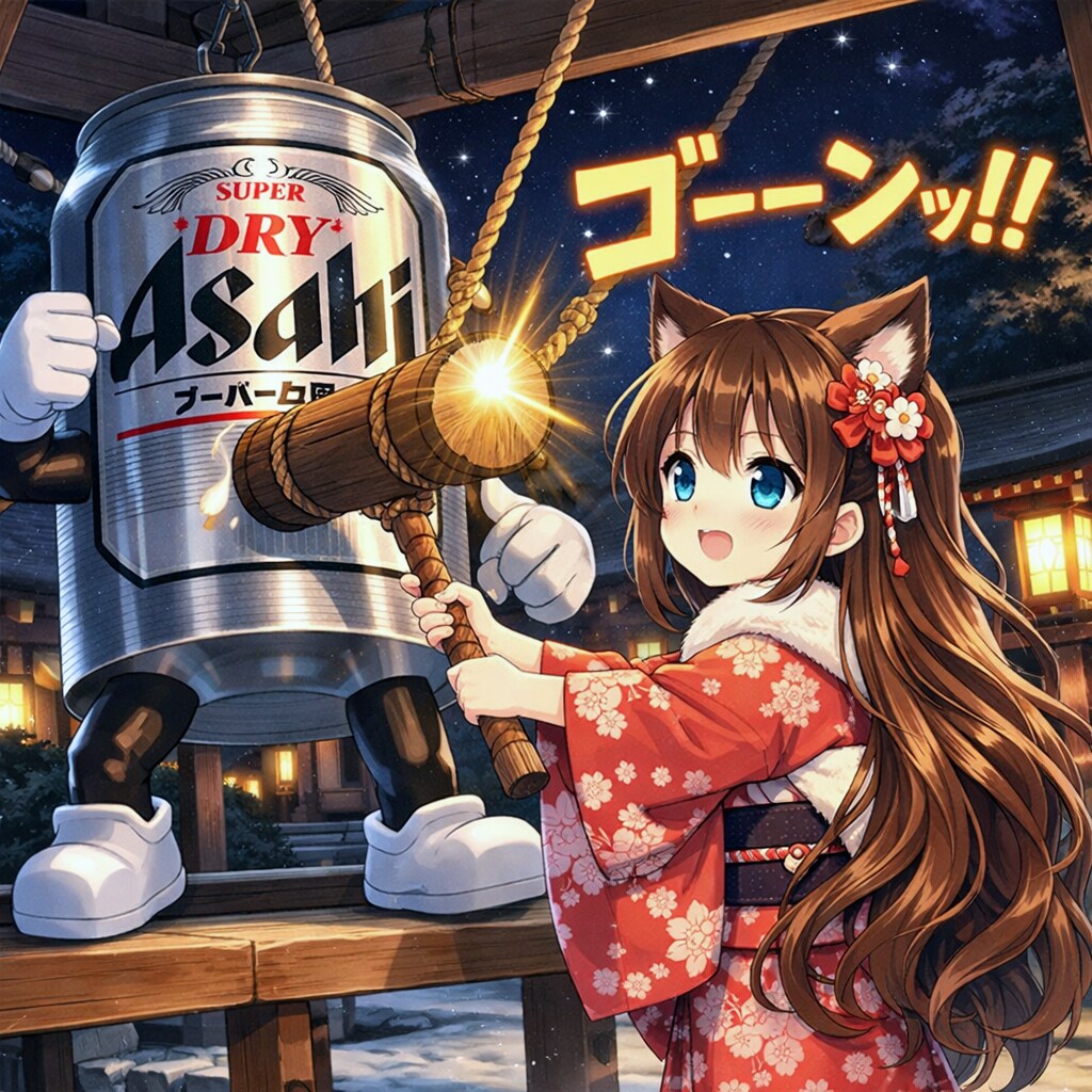 除夜の缶を突く小さな女の子 | の人気AIイラスト・グラビア