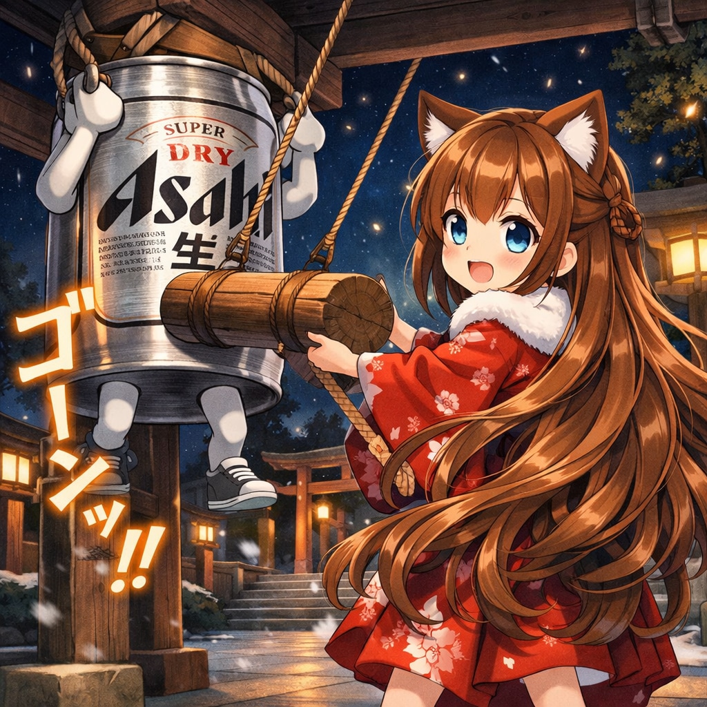 除夜の缶を突く小さな女の子