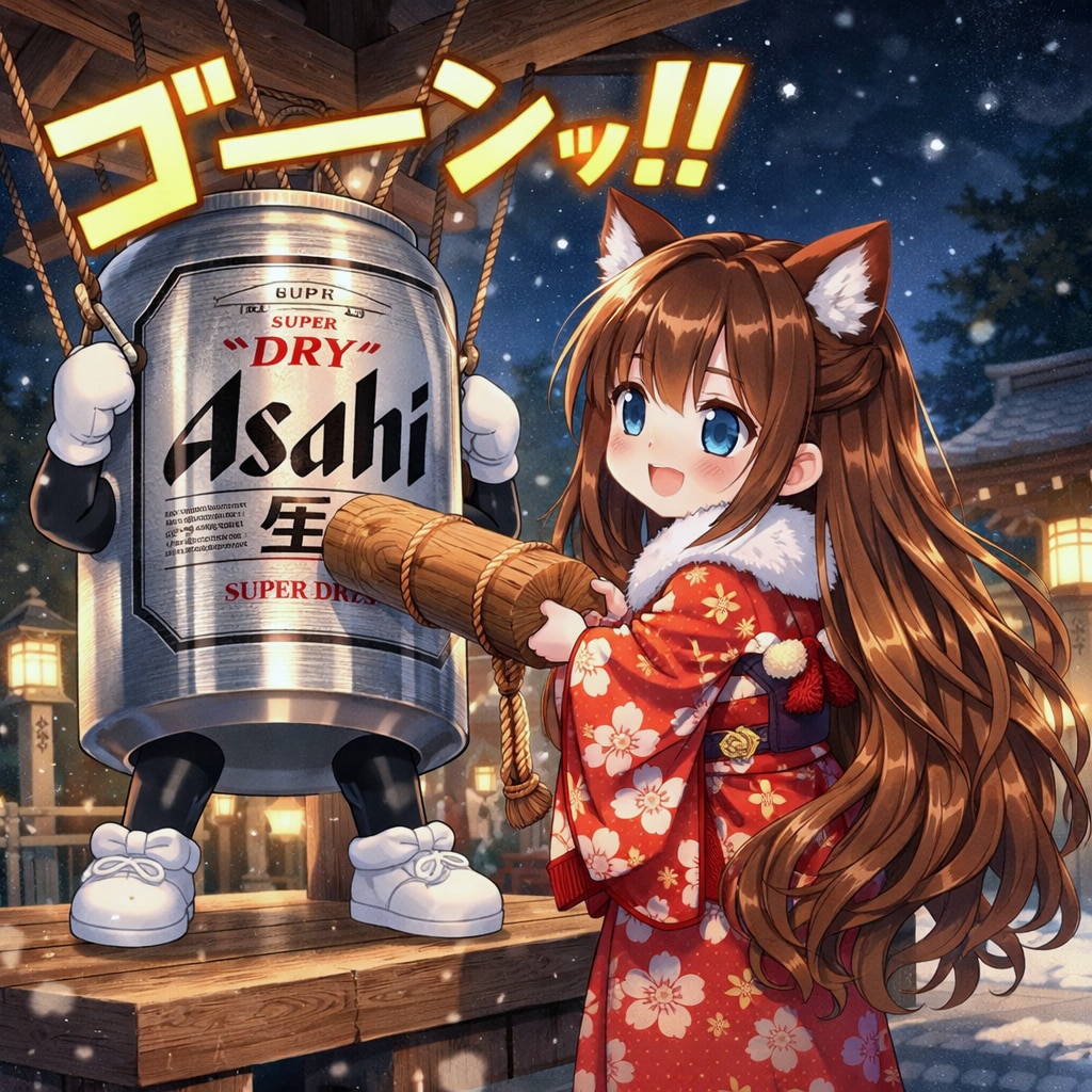 除夜の缶を突く小さな女の子