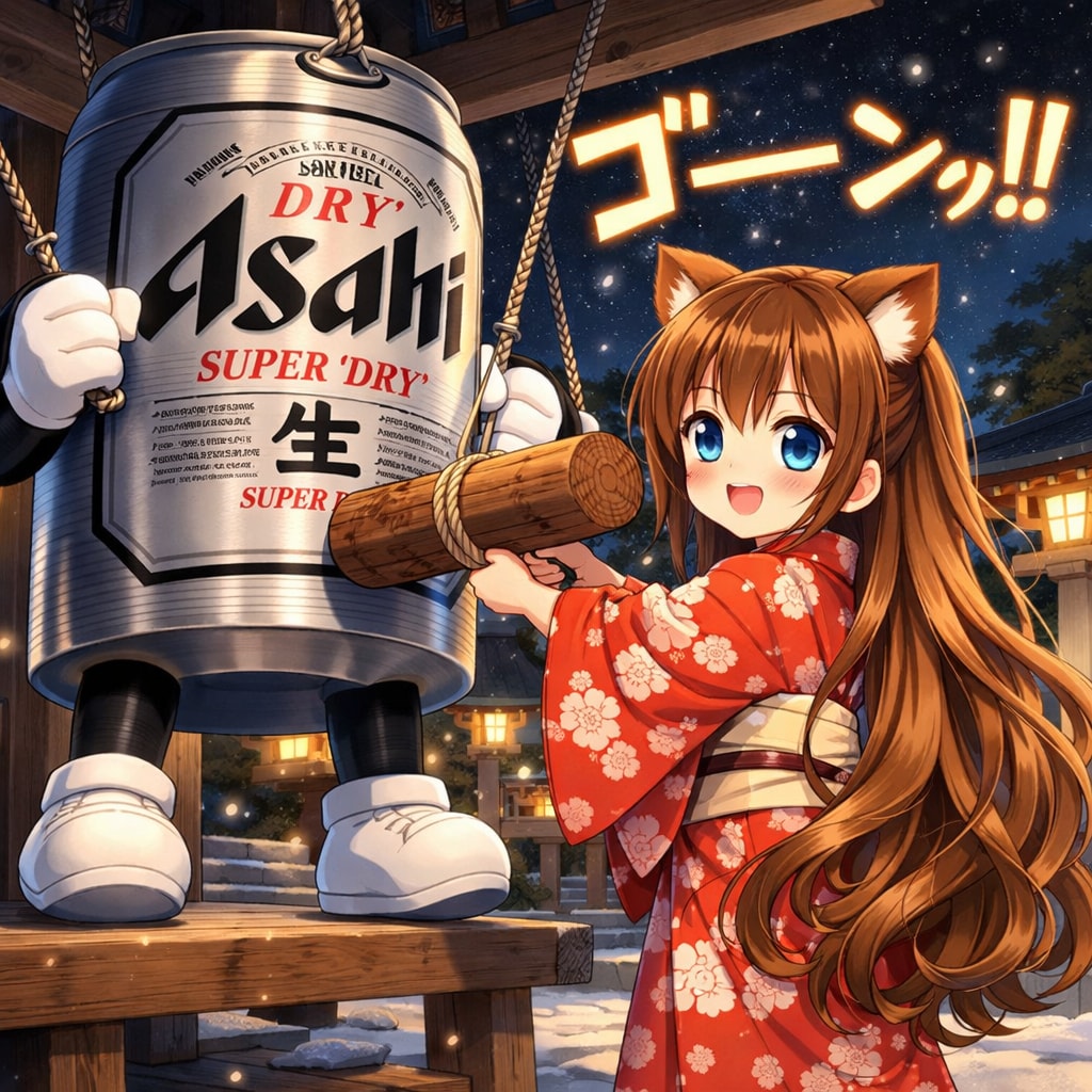 除夜の缶を突く小さな女の子
