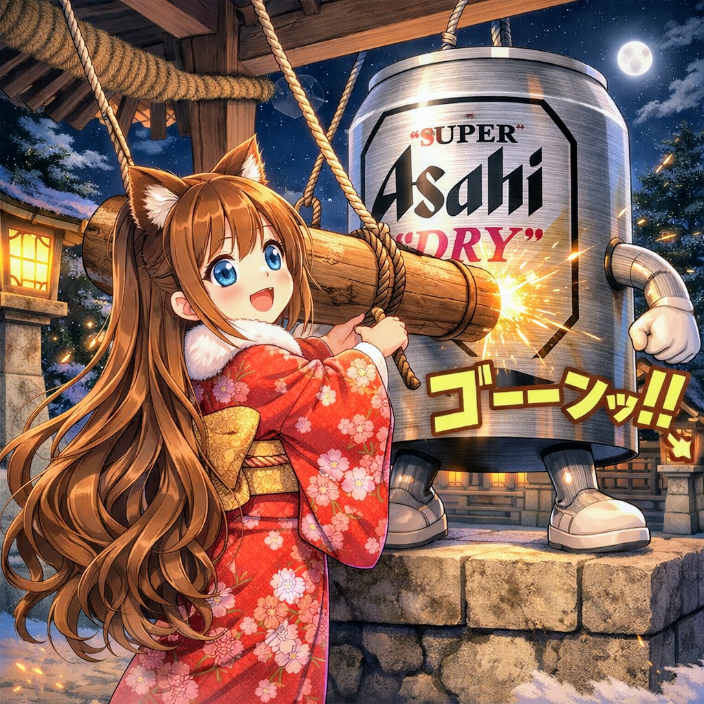 除夜の缶を突く小さな女の子
