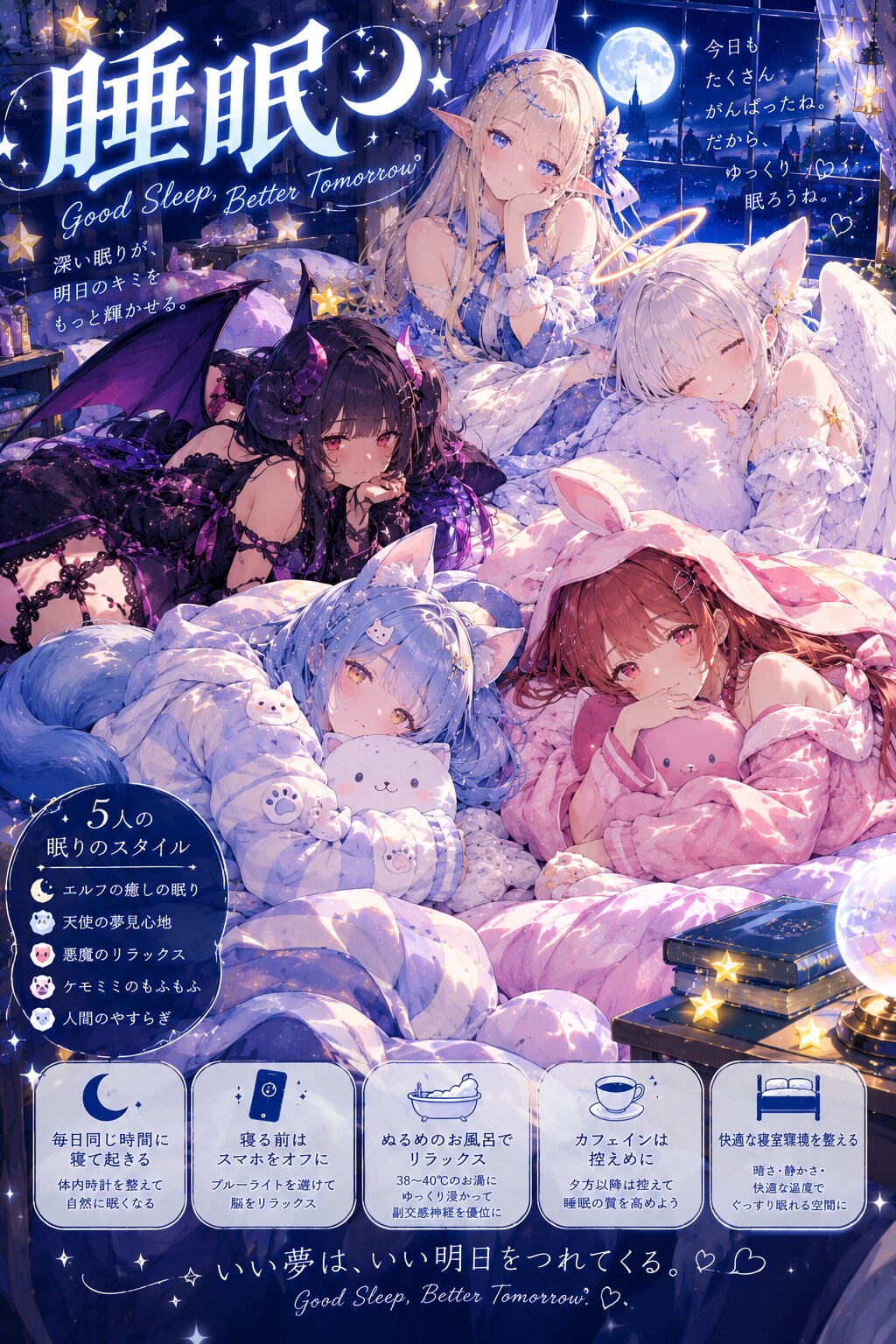 ５種族の女の子たちをお泊り | の人気AIイラスト・グラビア
