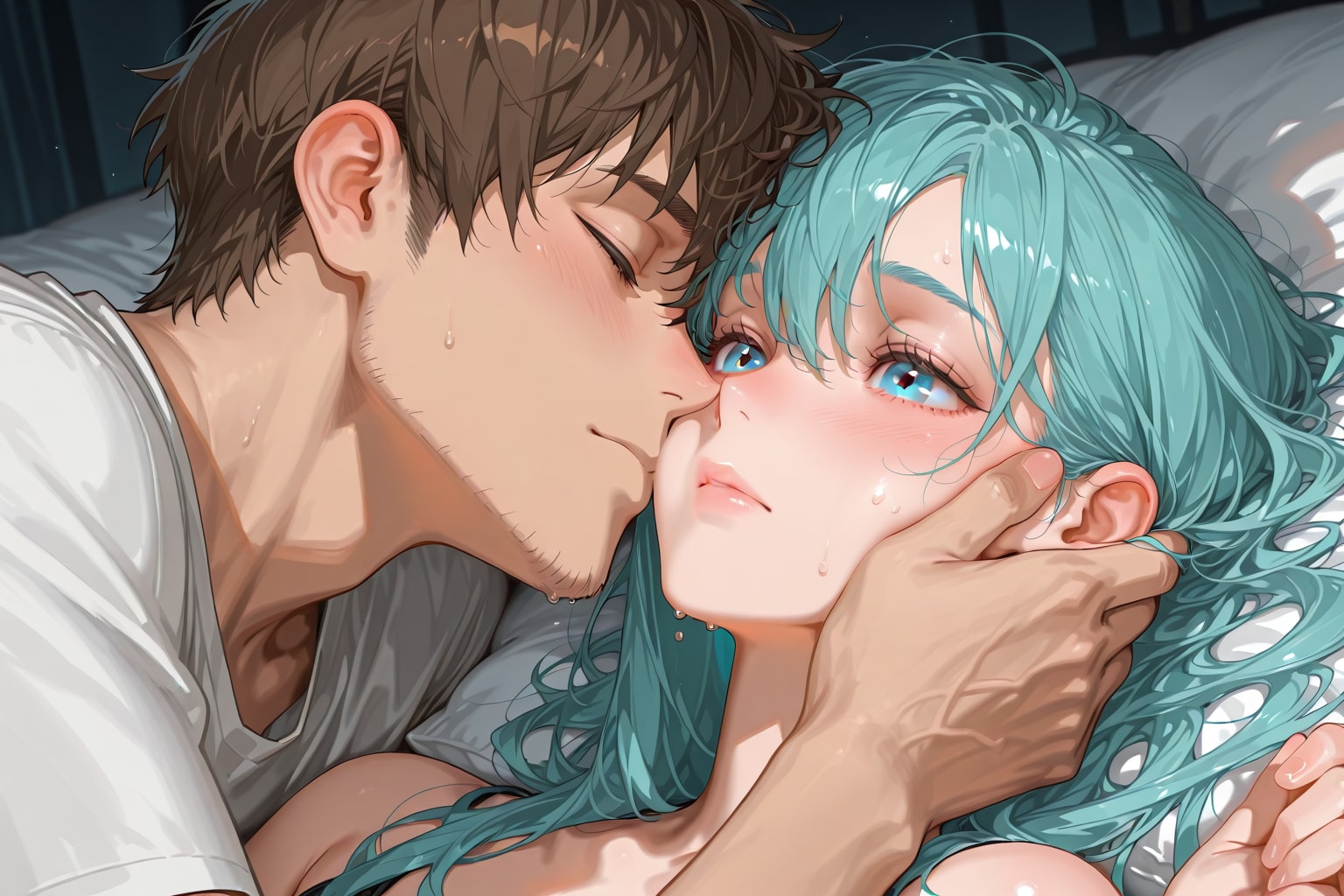 頬にキスした