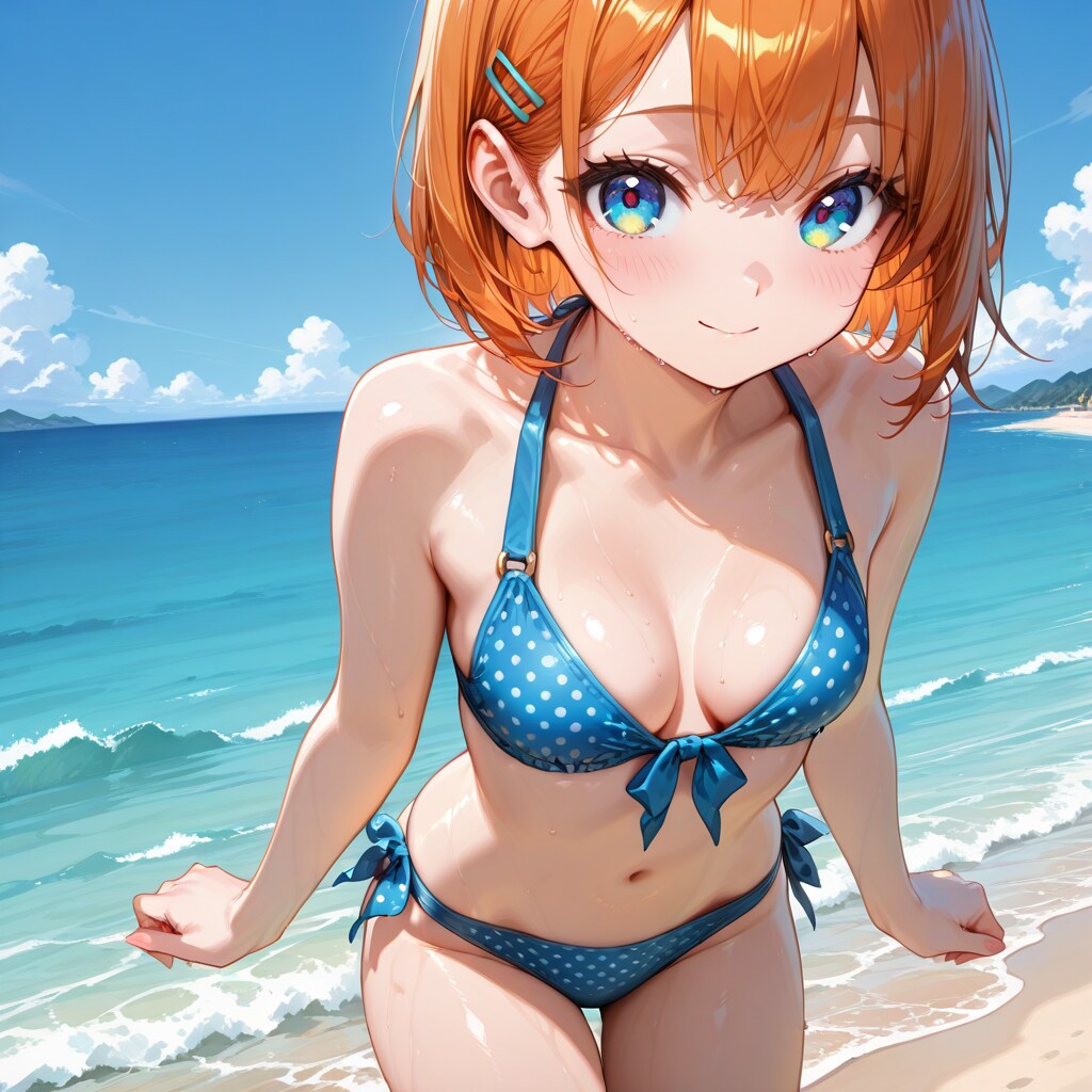 水着　水玉ビキニ