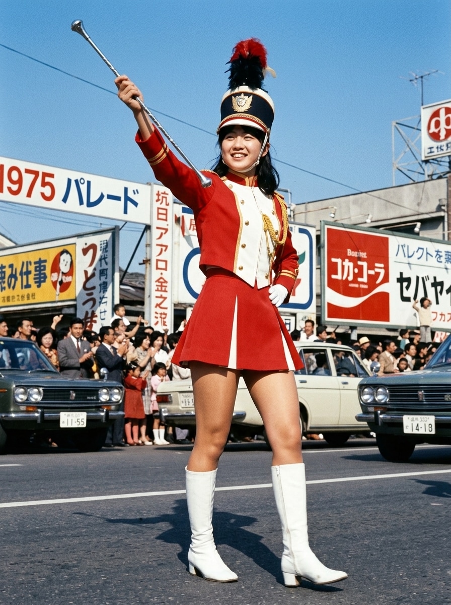 昭和の日　昭和レトロなマーチングバンドガール