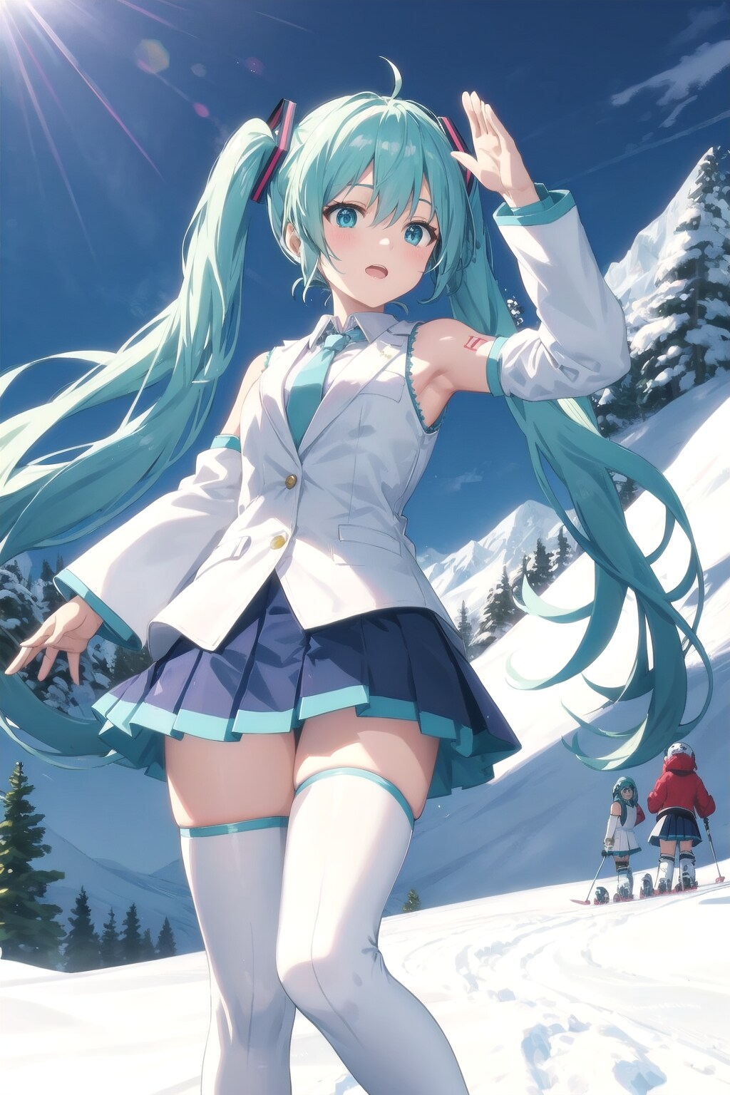 雪ミクの衣装で初音ミク | の人気AIイラスト・グラビア