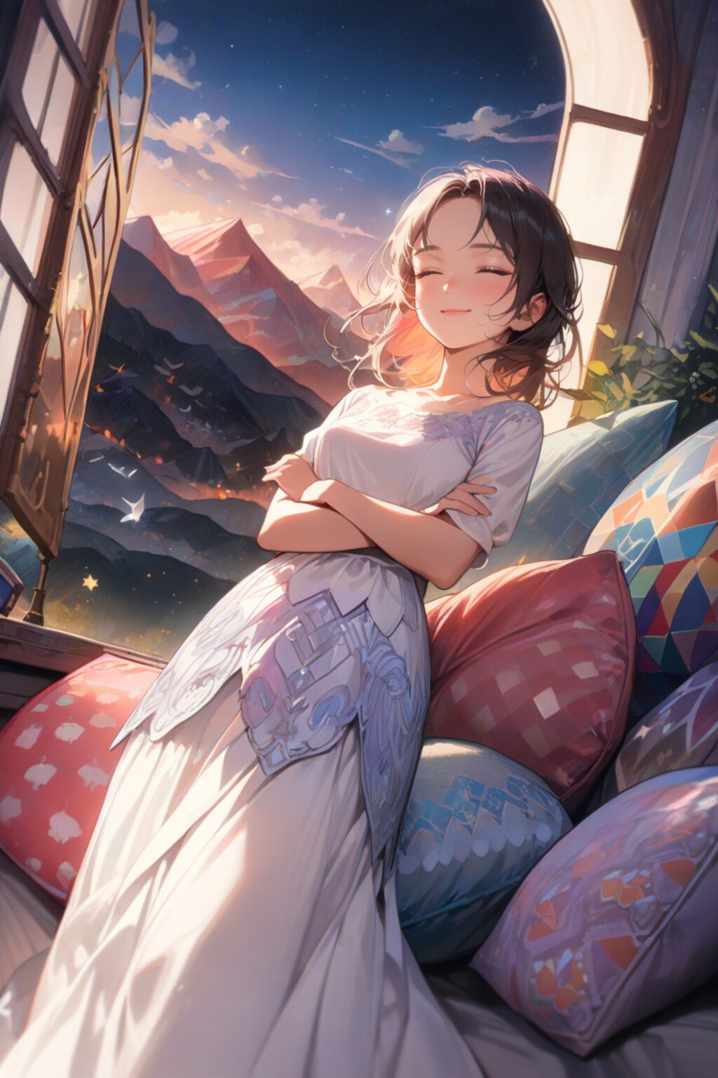 クッションの山の中で