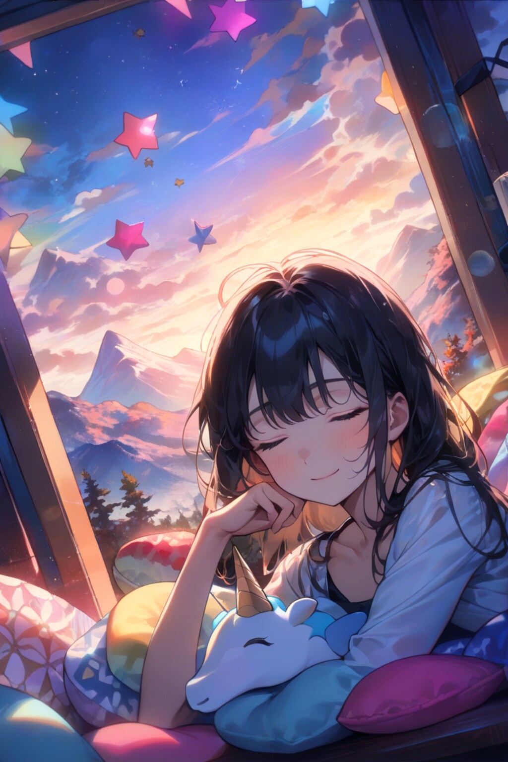 クッションの山の中で