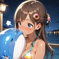 浮き輪膨らます女の子 7枚目