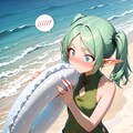 浮き輪膨らます女の子 5枚目