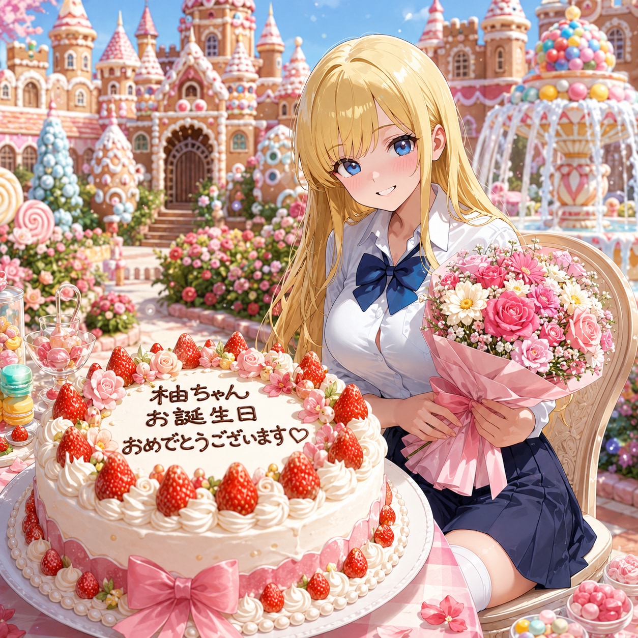 【7.8月誕生日FA】柚ちゃんお誕生日おめでとうございます✨ | の人気AIイラスト・グラビア