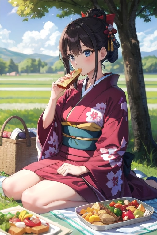 和服でお弁当