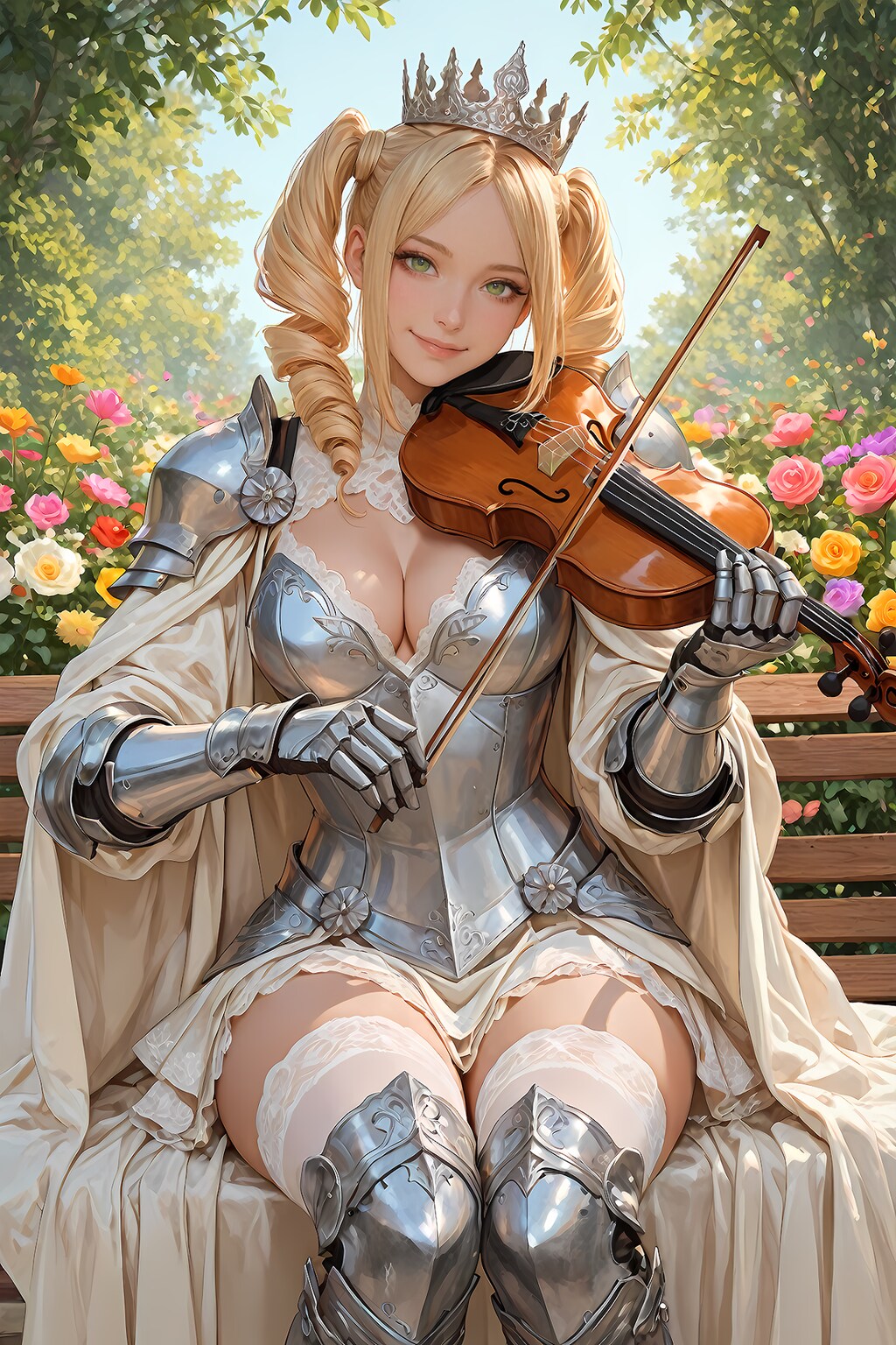 ヴァイオリンを弾く姫騎士