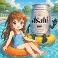 流れるプールのビール缶と小さな女の子 6枚目