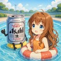 流れるプールのビール缶と小さな女の子 5枚目