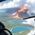 Over the volcano [remake of Girl piloting an airplane 4] 4枚目