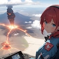 Over the volcano [remake of Girl piloting an airplane 4] 8枚目