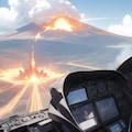 Over the volcano [remake of Girl piloting an airplane 4] 2枚目