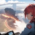 Over the volcano [remake of Girl piloting an airplane 4] 6枚目